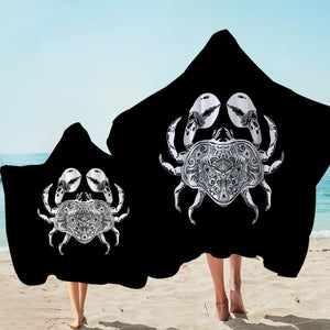 B&W Tattoo Crab SWLS4663 Hooded Towel