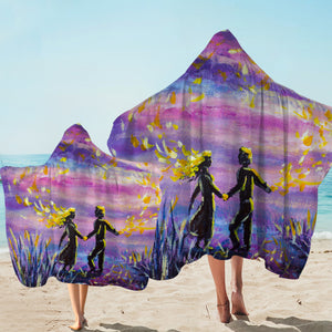 Watercolor Beautiful Love Scene Purple Theme SWLS4736 Hooded Towel