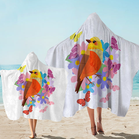 Image of Pastel Geometric Sunbird & Butterflies SWLS4744 Hooded Towel