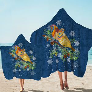 Colorful Geometric Sunbirds In Snow Navy Theme SWLS4745 Hooded Towel