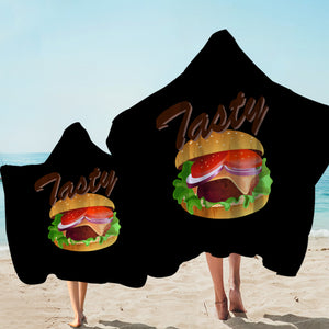 3D Tasty Hamburger SWLS4747 Hooded Towel
