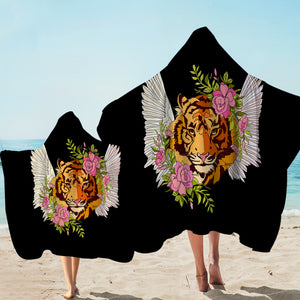 Floral Tiger Wings Draw SWLS4750 Hooded Towel