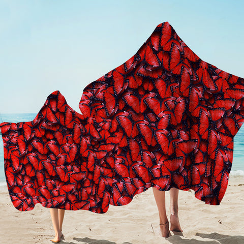 Image of Multi Red Butterflies SWLS5179 Hooded Towel