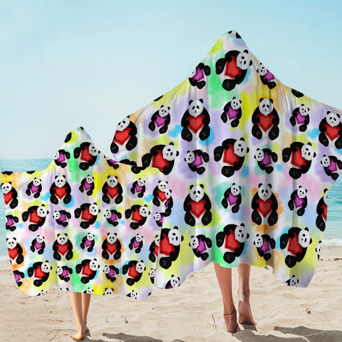 Image of Multi Love Panda Gradient Theme SWLS5180 Hooded Towel