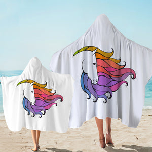 Colorful Unicorn Hair White Theme SWLS5184 Hooded Towel