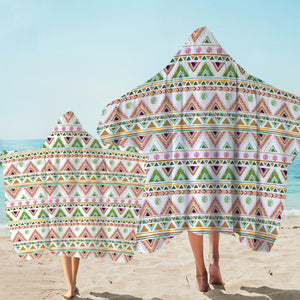 Shade of Pink & Green Aztec SWLS5189 Hooded Towel