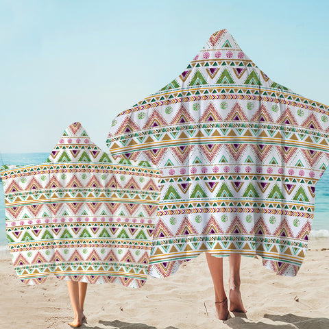 Image of Shade of Pink & Green Aztec SWLS5189 Hooded Towel