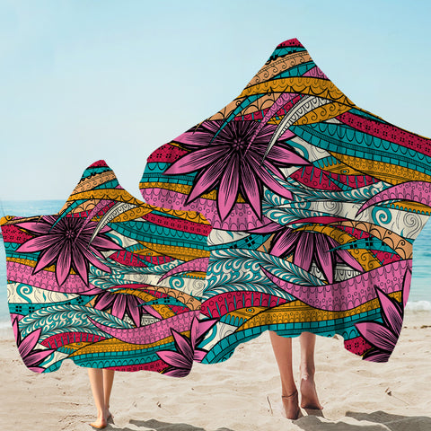 Image of Colorful Mandala Palm Leaves SWLS5190 Hooded Towel