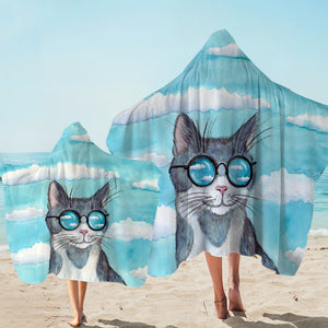 Cute Sunglasses Cat Light Cloud SWLS5195 Hooded Towel