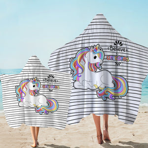 Cute Colorful Unicorn Stripes SWLS5199 Hooded Towel