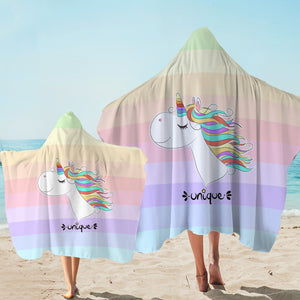 Happy Colorful Unicorn Pastel Stripes SWLS5201 Hooded Towel