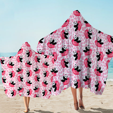 Image of Multi Love Panda Pink Theme SWLS5204 Hooded Towel