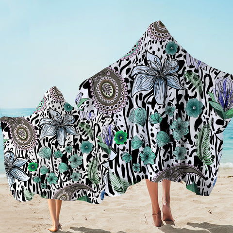 Image of Floral Leopard Pattern Bandana Art SWLS5205 Hooded Towel