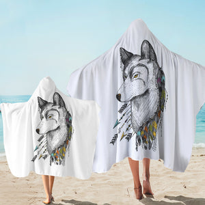 Dreamcatcher Wolf White Theme SWLS5240 Hooded Towel