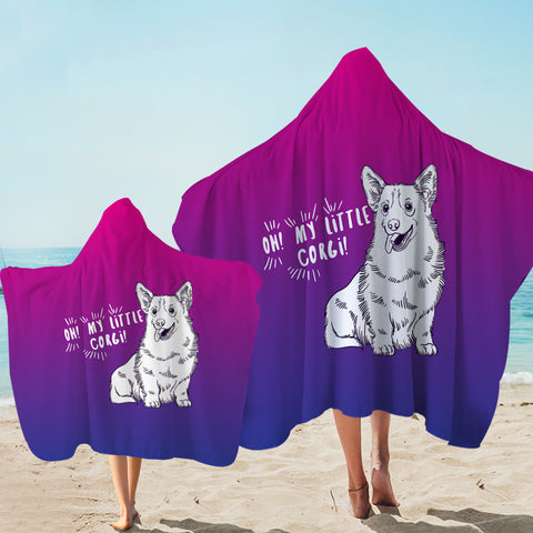 Image of Little Corgi Purple Theme SWLS5251 Hooded Towel