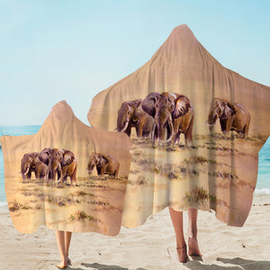 Watercolor Elephants In Desert SWLS5253 Hooded Towel