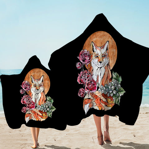 Image of Watercolor Floral Fox Illustration SWLS5266 Hooded Towel