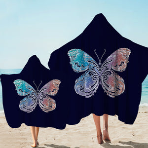 2-Tone Gradient Blue Red Butterfly Navy Theme SWLS5329 Hooded Towel