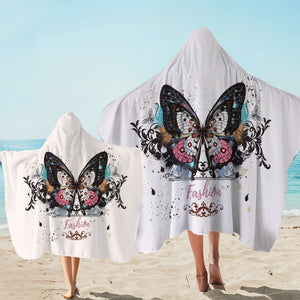 Fashion Butterfly White Theme SWLS5330 Hooded Towel