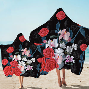 Roses Black Shadow Theme SWLS5336 Hooded Towel