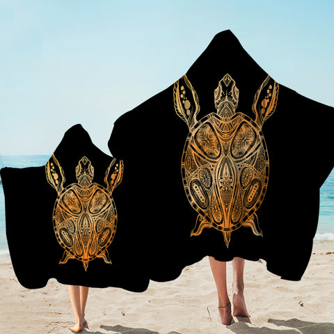 Image of Golden Aztec Pattern Turtle SWLS5348 Hooded Towel