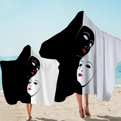 Image of B&W Face Masks Red Lips SWLS5447 Hooded Towel