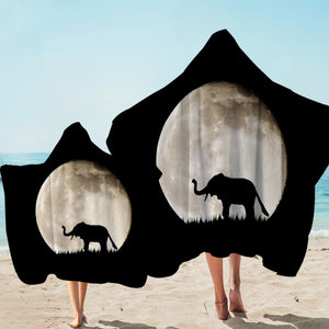 Elephant Under The MoonLight SWLS5451 Hooded Towel