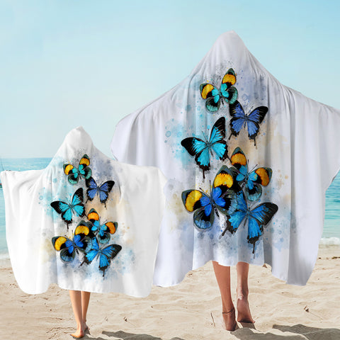 Image of Blue Tint Butterflies SWLS5461 Hooded Towel