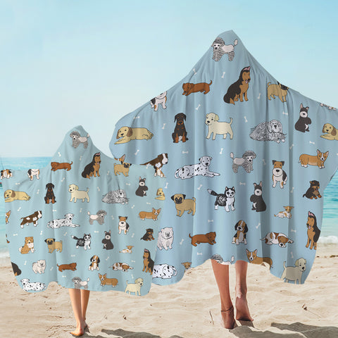 Image of Cute Dogs Drawing SWLS5464 Hooded Towel