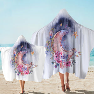 Watercolor Flowers And Moon SWLS5465 Hooded Towel