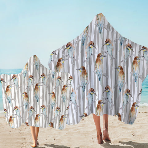 Image of Sunbird Beige Stripes SWLS5468 Hooded Towel