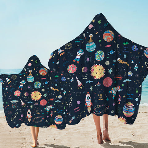 Image of Cute Tiny Space Draw SWLS5469 Hooded Towel