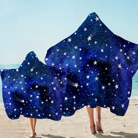 Image of Blue Tint Galaxy Stars SWLS5474 Hooded Towel