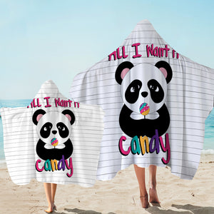 Lovely Panda All I Want Is Candy SWLS5487 Hooded Towel