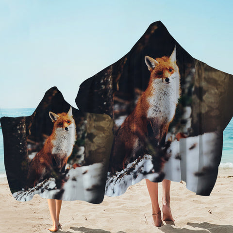 Image of Lovely Little Fox In Forest Blur SWLS5488 Hooded Towel