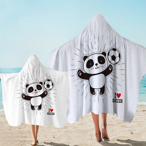 Image of Cute Little Panda I Love Soccer SWLS5491 Hooded Towel