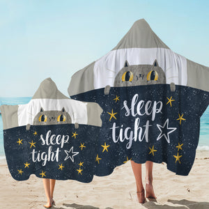 Cute Grey Cat Sleep Tight SWLS5501 Hooded Towel