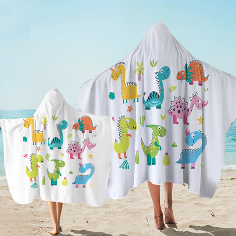 Image of Cute Colorful Dinosaurs SWLS5502 Hooded Towel