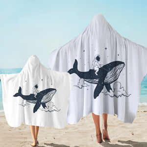 Astronaut Riding Big Whale SWLS5504 Hooded Towel