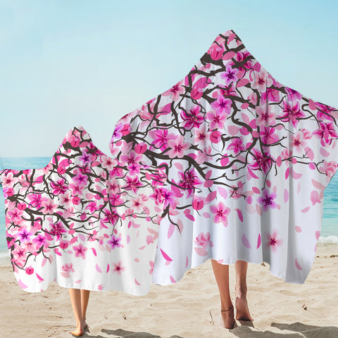 Image of Sakura Flower White Theme SWLS5604 Hooded Towel