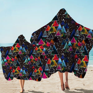 Multi Galaxy Triangles White Outline SWLS5605 Hooded Towel