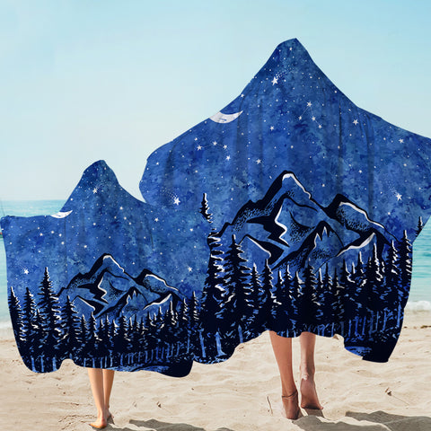 Image of Blue Night Black Landscape SWLS5614 Hooded Towel