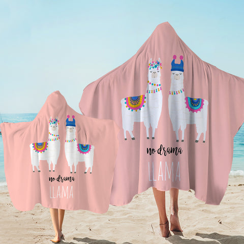 Image of Cute Pastel Couple Llama - No Drama SWLS5620 Hooded Towel