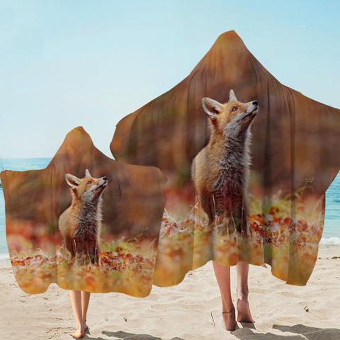 Image of Real Little Fox In The Forest SWLS6107 Hooded Towel