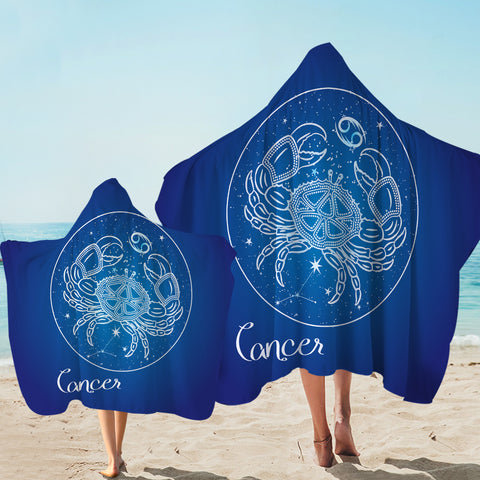 Image of Cancer Sign Blue Theme SWLS6109 Hooded Towel