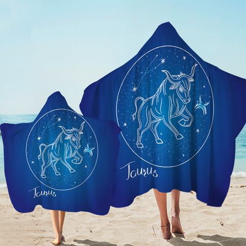 Image of Taurus Sign Blue Theme SWLS6112 Hooded Towel