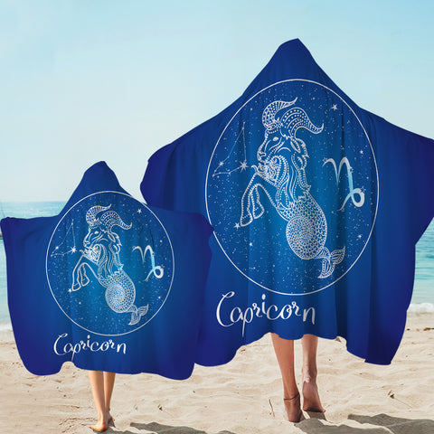 Image of Capricorn Sign Blue Theme SWLS6113 Hooded Towel