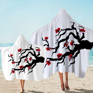 B&W Red Flower Plant SWLS6117 Hooded Towel