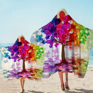 Colorful Butterfly Pattern Tree SWLS6118 Hooded Towel