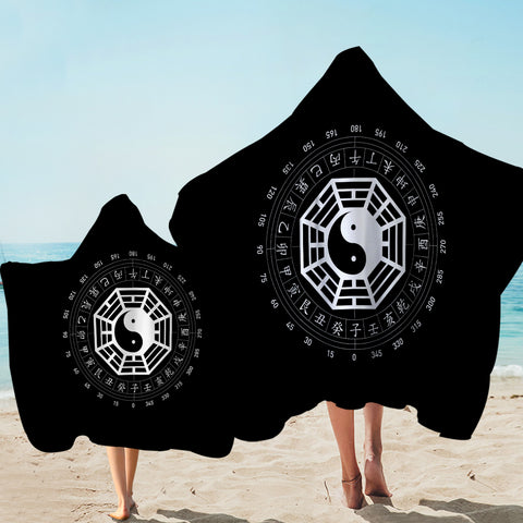 Image of B&W Yin Yang Zodiac Sign SWLS6120 Hooded Towel